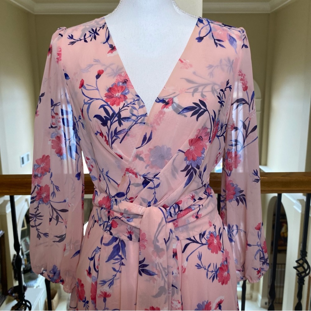 Eliza J, Floral print, High-low, wrap maxi-dress. Size 6